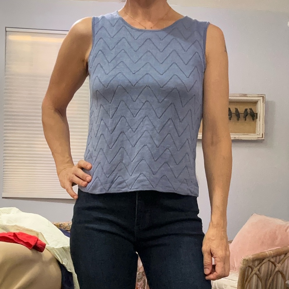 Talbots collection vintage silk patterned sleeveless sweater top size medium